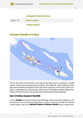 example page 2 from our offline Travel Guide for Solomon Islands